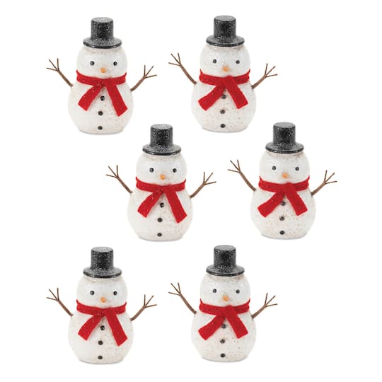 4.5" Glittered Snowman Figurines, 6ct. By Melrose | Michaels®